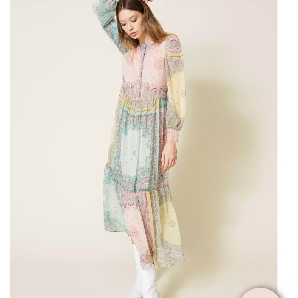 Twinset Milano patchwork paisley bandana print midi dress - Picture 4 of 8